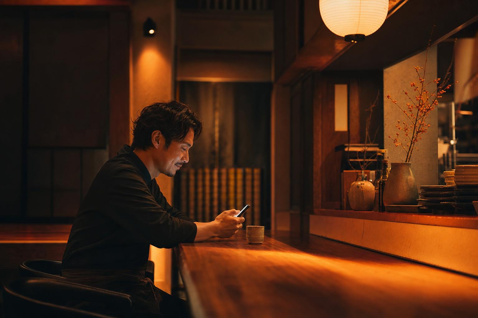 営業後に次の販促を考える店主