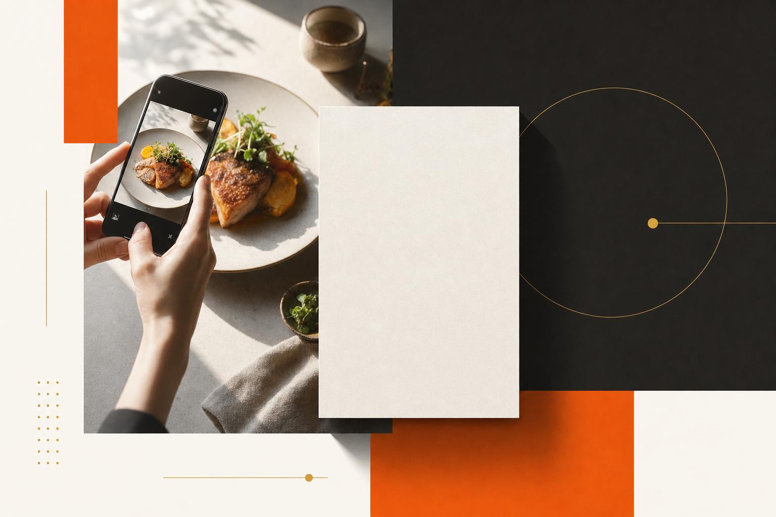 スマートフォンで料理を撮影するイメージ